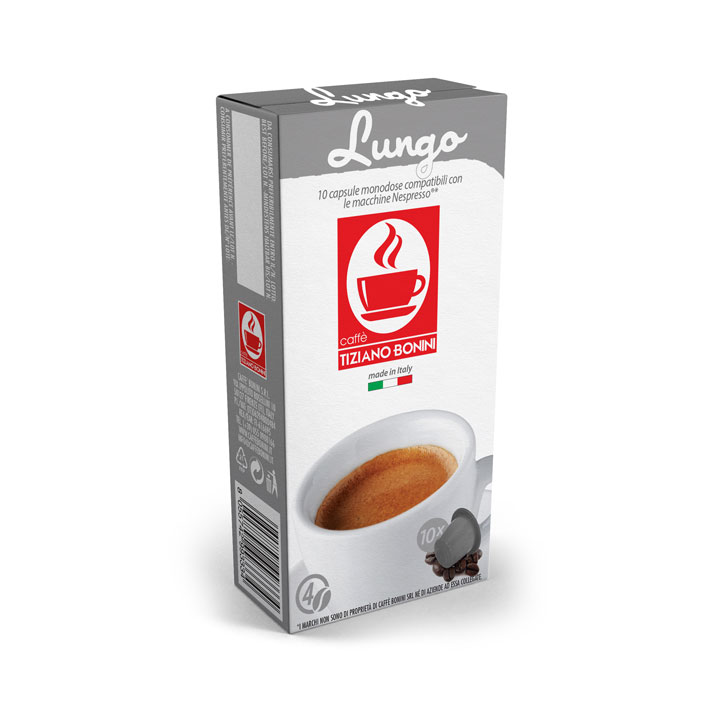 Caffè Bonini Lungo capsules voor nespresso (10st) - HOUDBAARHEID 07/2022