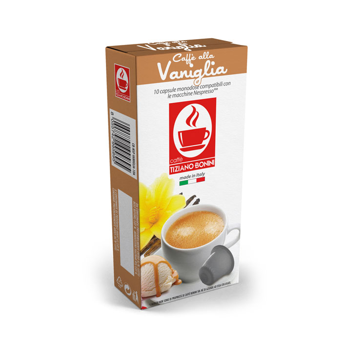 Caff Bonini koffie met vanillesmaak capsules voor nespresso (10st ) - HOUDBAARHEID 07/2022