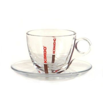 Kimbo cappuccino glas en ondertas (6 setjes)