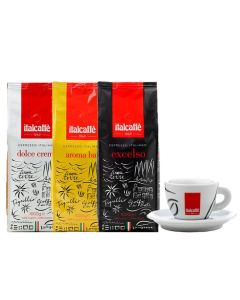 Italcaffé koffiebonen 3kg + 1 cappuccino tas GRATIS