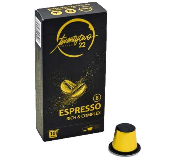 Twenty Two Coffee Espresso capsules voor nespresso (10st) - HOUDBAARHEID 06/2022 met grote korting