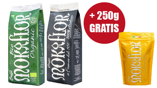 Mokaflor koffiebonen ORGANIC 1kg + NERA 1kg + 250g ORO GRATIS