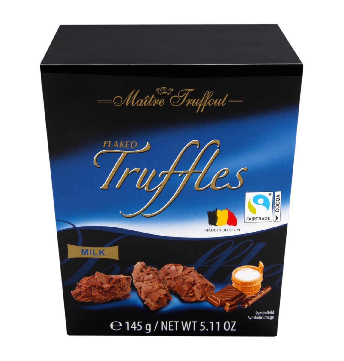 Truffelpralines met melkchocolade-vlokken Truffelpralines met melkchocolade-vlokken