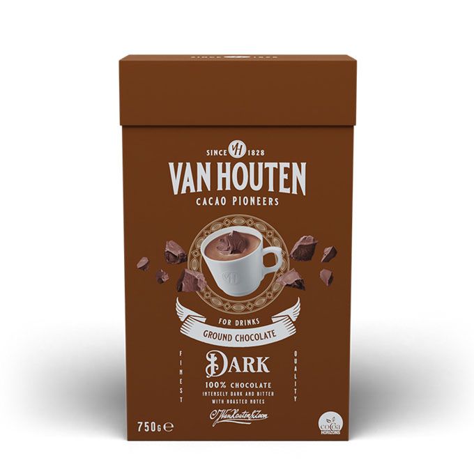 Van Houten chocolade drank ground DARK chocolate (750g) THT 25/5/24